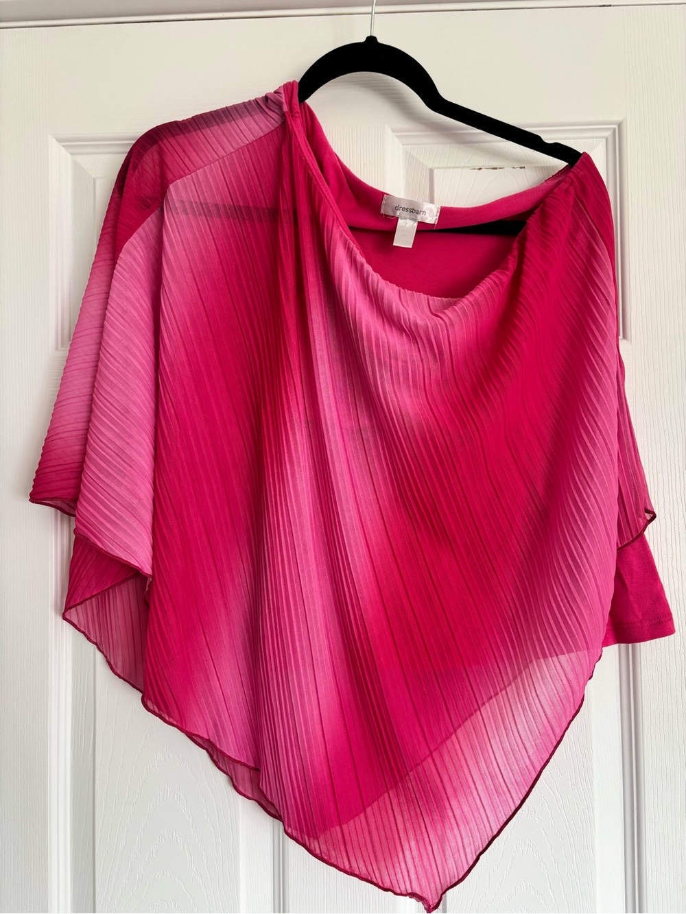 Y2K Bright Pink Pleated One-Sleeve Poncho Top